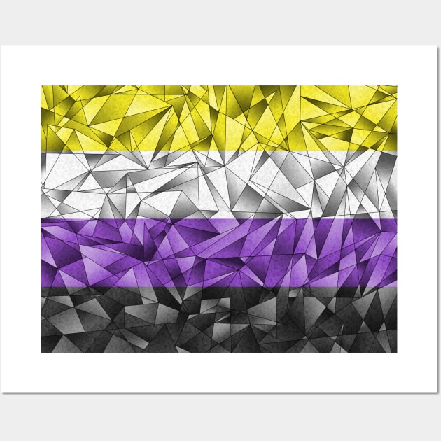 Abstract Fractal Triangles Non-Binary Pride Flag Pattern Wall Art by LiveLoudGraphics